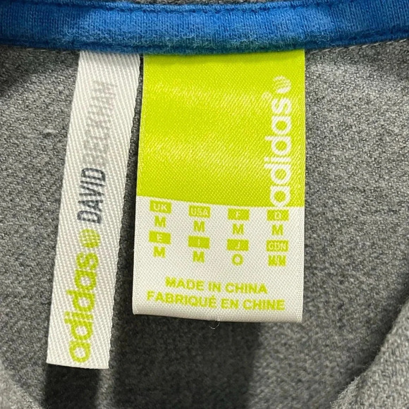 Adidas X David Beckham gray 100% cotton long sleeved button snap down Medium - Picture 9 of 11